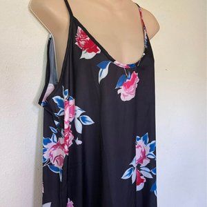 Womens New Large V Neck Spaghetti Strap Floral Long Sheath Dress